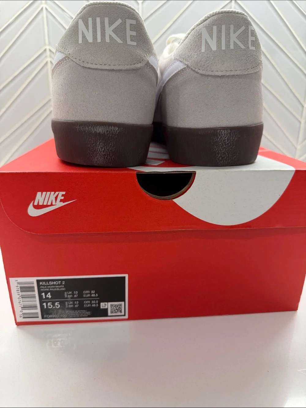 Nike Men’s Killshot 2 Gray Suede Sneakers with White Swoosh and Dark Gum Sole